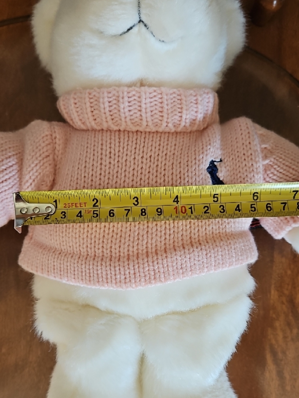 Ralph Lauren Romance White Plush Bear in Pink Knit Sweater - Picture 11 of 12